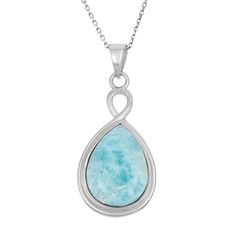 "Complete your outfit with this eye-catching genuine larimar sterling silver halo teardrop necklace. Comes in a gift box.PENDANT DETAILS Pendant length: 1.33 in. Chain length: 18 in. Clasp: spring-ring Metal: rhodium-plated sterling silver STONE DETAILS Stone type: genuine larimar Center stone size: 8 mm x 13 mm Shape: pear  Size: 18"". Color: Blue. Gender: female. Age Group: adult." Silver Chain Necklace For Women, Blue Topaz Pendant Necklace, Tear Drop Pendant, Pendant Necklace Vintage, Heart Necklaces, Peridot Pendant, Easy Diy Jewelry, Drop Pendant Necklace, Halo Pendant