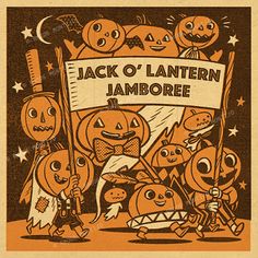 jack o'lanterner jamboree poster with pumpkins