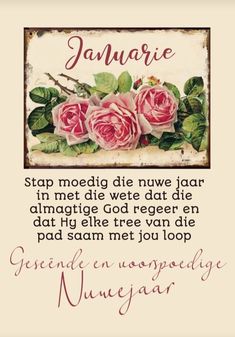 a card with roses on it and the words janmarie written in french language