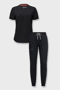 Method 2-Pocket Top + On-Call Jogger Fabletics female Activewear >> Scrubs >> Kits >> Product Feed regular Black Activewear With Pockets For Work, Female Activewear, Vet Tech, Fine Yarn, Pocket Top, Scrub Tops, Range Of Motion, Model Photos, Active Wear For Women