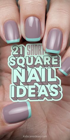 Pretty Squoval Nails, Simple Acrylic Nails Squoval, Nail Designs Short Square Nails, Trendy Nails Squoval, Squoval Acrylic Nails Design, Square Rounded Nails, Short Squoval Nails Design, Short Square Gel Nails, Squoval Nails Design