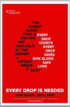 a red poster with the words every drop is needed to give blood, save lives