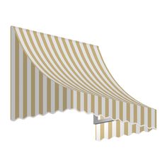 an awning that is beige and white stripes