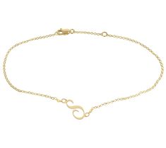 Pep up your stride and flaunt your personality by adding this elegant anklet adorned with a personalized motif. From Heights Jewelers. Elegant Anklet, Script Initial, Ankle Bracelet, Ankle Bracelets, Anklets, Initials, Gold Plate, Plating, Bracelet