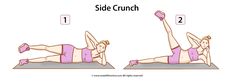 a woman doing the side crunch exercise