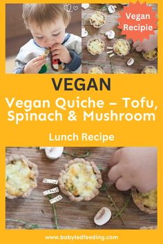 vegan quiche - tofu, spinach and mushroom lunch recipe for kids