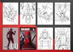 the deadpool coloring book is open and ready to be used as an art project