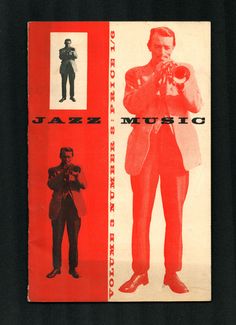 an advertisement for jazz music from the early 1950's, featuring a man in a suit and tie