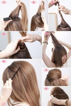 Easy Poof No Teasing/Damaging Bouffant Hair, Long Hair Tutorial, Fancy Hairstyles, Hair Today, Great Hair, Hair Dos, Pretty Hairstyles, Kim Kardashian