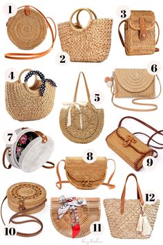 Beautiful Women Purse Essentials Rafia Bags Outfit, Bags For Beach, Summer Bags Beach, Diy Bags No Sew, Bags For Ladies, Woven Bags, Purse Essentials, Ethnic Bag, Women Purse