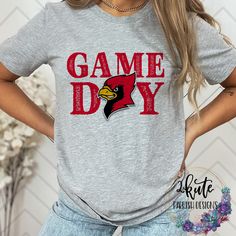 Treat yourself or anyone in your life to this awesome School pride tshirt.  Great for all occasions.  And great for supporting your cardinals team.  Shirt is made of 95% polyester and soft to the touch.  To get the best wear from your shirt please  1. Wash with mild detergent  2. Do not use fabric softener  3. Do not use bleach 4. Tumble dry low.  Please enjoy your shirt as I know we have enjoyed all the ones we have made for ourselves!! Please note that every shirt is made to order and normal p Cheer Box, Pride Ideas, Football Swag, School Shirt Designs, Cheer Stuff, Spirit Clothing, Diy Sweater, School Spirit Shirts, Cheer Shirts