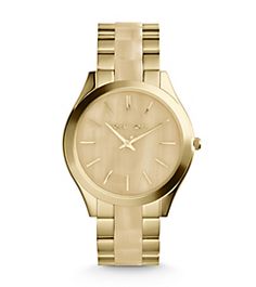 Slim Runway Horn and Gold-Tone Watch Timeless Michael Kors Analog Watch, Michael Kors Analog Watch, Michael Kors Analog Watches With Round Dial, Michael Kors Analog Watch With Round Dial, Michael Kors Runway, Michael Kors Outlet, Michael Kors Jewelry, Hand Watch, Gold Case