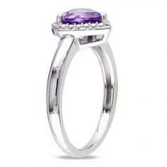 A lovely gift for the February-born birthday girl, this ring is crafted of fine sterling silver and features a 7.0mm heart-shaped purple amethyst. Custom made to fit her ring size. Sterling silver rings cannot be resized after purchase. February Born, Beaded Frame, Frame Ring, Her Ring, Love For Her, Bead Frame, Peoples Jewellers, Amethyst Beads, Bright Purple