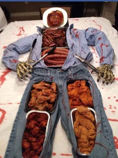 an image of zombies in jeans with food on the bottom and words that say, zombies this is how they see us