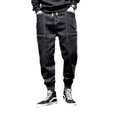 Take your fashion game to the next level with our 2023 Autumn Collection's street dark men's denim joggers! These monochrome, mid-waist joggers are perfect for making a statement, yet still keeping it comfortable and stylish. With their drawstring closure and stretchy fabric, they promise to keep you looking sharp even during the most intense streetwear looks.Why You'll Fall In Love Street Style: Make an impact with these joggers, designed to keep you looking your best no matter the season or oc Love Street, Dark Men, Monochrome Pattern, Monochrome Design, Make An Impact, Denim Joggers, 2023 Autumn, Dark Blue Color, Men Looks