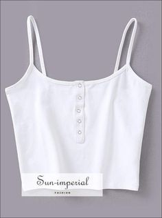 Item Type:Tops Gender:Women Fabric Type:Jersey Pattern Type:Solid Tops Type:Camis Decoration:Button Clothing Length:Short Material:COTTON Style:Casual sun-imperialWMCDLD11 Size Length Bust - - - S 40cm 77cm - - - M 41cm 82cm - - - L 42cm 87cm - - - XL 43cm 92cm - - - Sizing advice :Most items run small ( discluding swimsuits and shoes) - If you are not sure which size will work best for you - You can email us via info.sunimperial@gmail.com and provide your bust ,waist ,hips measurements in cm + Trendy White Top With Buttons, Trendy White Tops With Buttons, Trendy White Buttoned Top, White Fitted Crop Top With Buttons, Fitted White Crop Top With Buttons, White Fitted Crop Top With Button Closure, Fitted White Crop Top With Button Closure, White Trendy Tops With Button Closure, White Fitted Button Closure Crop Top