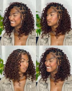 Protective Bob Hairstyles, Boho Loc Knot Bob, Knotless Hairstyles With Curls, Black Woman Braids Hairstyles, Boho Knotless Bob With Color, Burgundy Boho Knotless Braids Bob, Braids Shoulder Length, Boho Bob Braids Black Women, Boho Twists Bob