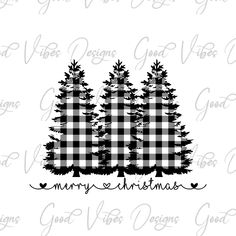 a black and white checkered christmas tree with the words merry christmas written on it