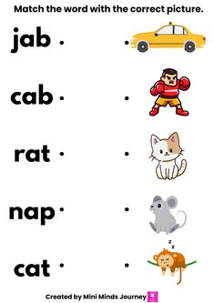 a worksheet with words and pictures for children to learn how to read the letter j