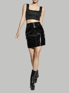 Classic patent vegan leather skirt in 100% PU Leather. Short mini length in A-line style with shiny classic metallic patent finish. Model is in MINUSEY S. ✔️ Free worldwide express shipping over $100✔️ Loved by 6,500+ customers✔️ Limited edition collections, maximum style⠀⠀⠀⠀⠀⠀⠀⠀⠀Stay ahead of the trend with can’t-find-anywhere-else staples. Your closet will thank you 💕 * MINUSEY S = EU 32, US 0* MINUSEY M = EU 34, US 2* 100% PU Leather* Dry clean* Made in Korea - Model Height: 172cm/5'7" (US2, EU34) Trendy Shiny Mini Skirt, Trendy Shiny Skirt For Night Out, Spring Shiny Mini Skirt For Night Out, Spring Shiny Skirt, Trendy Fitted Shiny Skirt, Trendy Fitted Shiny Mini Skirt, Vegan Leather Skirt, Leather Short, The Trend