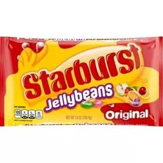 starburst jellybeans original candy bar with fruit, oranges and cherries