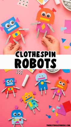 Robot Art And Craft, Robot Art For Preschool, Robots Crafts For Preschool, Toddler Robot Craft, Robot Activities Preschool, Robot Craft Preschool, Clothes Pin Crafts For Kids, Recycled Robot Craft Preschool, Clothespin Crafts For Kids