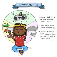 Pack of 3 cartoons for high res digital download. Includes hearing, touch and visual sensory grounding cartoons - A great resource for yourself or for those working as teachers, counsellors, therapists etc. Not for commercial use. Rebekah Ballagh, Counselling Skills, Sense Of Hearing, Servant Leader, Ground Yourself, School Social Work, Mindfulness Activities