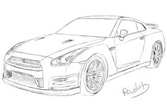 a drawing of a sports car