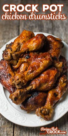 crock pot chicken drumsticks on a white plate