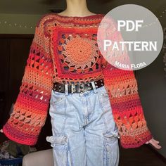 a crocheted sweater is shown with the text, free pattern for this top