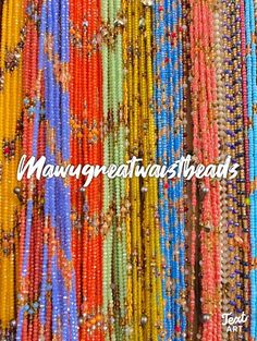 FREE SHIPPING!!Please Note: Please scroll to see options.**These waist beads ship from Ghana, West Africa. They are traditional and authentic yet fancy and fashionable.***Shipping takes 3-5 days to be delivered.***I will send you nice selection of Waist beads unless you want to make your own choices, then you can email me to send you individual pictures of the waist beads.#Waist bead size: 50 INCHES.#They are all made with cotton threads#Bead sizes vary from 6/0, 8/0 12/0*****All are in tie Ons* Traditional Beaded Bracelets With Tiny Beads For Festivals, Traditional Beaded Bracelets With Gemstone Beads For Festival, Artisan Gemstone Beads For Festivals, Colorful Bohemian Beads For Festive Season, Bohemian Colorful Beads For Festive Season, Festive Bohemian Round Beads, Festive Bohemian Colorful Beads, Traditional Multicolor Faceted Beaded Bracelets, Traditional Multicolor Faceted Beads Bracelet