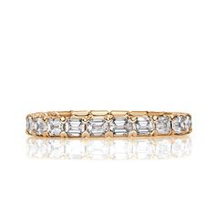 1.13ct Emerald Cut Diamond Eternity Band in 18k Champagne Yellow Gold Emerald Cut Diamond Eternity Band, Mark Broumand, Diamond Eternity Band, Emerald Cut Diamond, Yellow Gold Setting, Eternity Band Diamond, Diamond Eternity, Emerald Cut Diamonds, Eternity Band