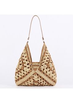 Color:Dark Camel;Package Contents:1 X Shoulder Bag;Occasion:Sport; Straw Beach Bag, Straw Tote Bag, Woven Tote Bag, Straw Tote, Casual Tote, Woven Bag, Vintage Crochet, Casual Bags, Hobo Bag