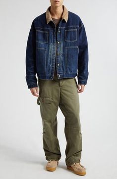 Inspired by vintage military fatigue pants, these pocket-popped utility pants crafted of a cotton-forward blend feature removable, adjustable suspenders. 28" inseam; 19" leg opening (size 3) Button fly Adjustable waist tabs Front button-flap pocket; zip pockets; back button-flap pockets Removable, adjustable suspenders Adjustable button-tab cuffs 77% cotton, 23% nylon Dry clean or hand wash, line dry Made in Japan Designer Clothing Asian Owned/Founded Cotton Cargo Style Utility Jacket, Vintage Cargo Jeans For Fall, Vintage Cotton Cargo Jeans With Multiple Pockets, Vintage Cargo Jeans With Patch Pockets For Streetwear, Military Style Cargo Jeans With Patch Pockets For Streetwear, Vintage Utility Jacket With Cargo Pockets For Streetwear, Military Style Relaxed Fit Cargo Jeans With Multiple Pockets, Cotton Cargo Style Utility Jacket For Streetwear, Relaxed Fit Military Cargo Jeans With Multiple Pockets