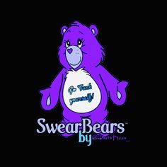 a purple teddy bear with the words swearbears by on it