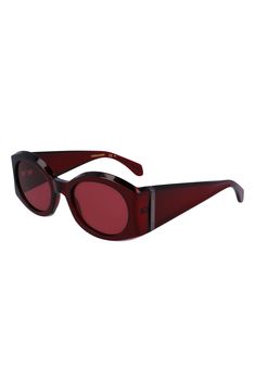 Angular frames create a modern aesthetic on Italian-made sunglasses fashioned with gleaming logo hardware at the hinges. 55mm lens width 100% UV protection CR-39 lenses Prescription compatible Injected acetate Made in Italy Burgundy Sunglasses, Red Sunglasses, Cherry Cola, Oval Sunglasses, Shoot Ideas, Modern Aesthetic, Designer Sunglasses, Fashion Sunglasses, Hinges