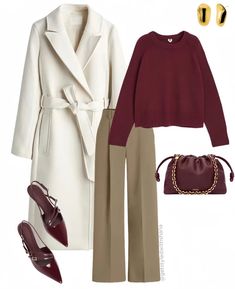 Red And Khaki Outfits, Maroon Outfit Ideas, Burgundy Dress Outfit, Smart Casual Women Outfits, Modest Casual Outfits, Best Winter Outfits, Classic Style Outfits, Aesthetic Lifestyle