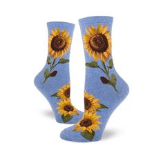 Sunflower Socks by ModSocks are the perfect gift for that socks lover in your life. These sunflower themed womens crew socks come in multiple color Options and fit U.S. shoe size: women's 6–10, men's 4–8. Made of 65% cotton, 24% nylon, 8% polyester, 3% spandex for comfort and durability. A pair of these cool Sunflower novelty Socks will certainly give any wardrobe an instant upgrade. Machine Wash Cold with Like Colors. Tumble Dry Low Tall Socks, Sock Lovers, Over The Calf Socks, Bellingham Wa, Funky Socks, Women Crew Socks, Rosie The Riveter, Women's Socks, Crazy Socks