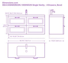 the measurements for a bathroom vanity and sink