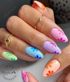 Rainbow Nails Design, Rainbow Nail, Blush Nails