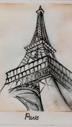 a drawing of the eiffel tower in paris