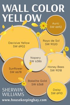 the color scheme for sherylin williams's wall color yellow is shown in different shades