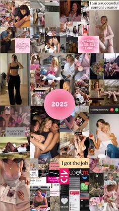 the collage shows many different images of women