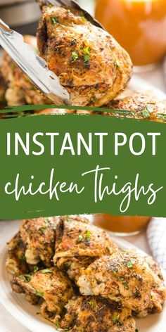 instant pot chicken thighs on a white plate