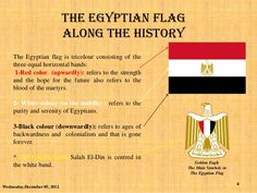 the egyptian flag along the history is shown in red, white and black with an eagle