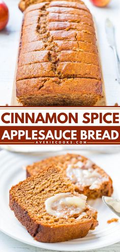 Cinnamon Spice Applesauce Bread with Honey Butter, holiday brunch, christmas morning Cinnamon Applesauce Bread, Bread With Honey, Homemade Honey Butter, Spiced Applesauce, Applesauce Bread, Cinnamon Applesauce, Spice Bread, Averie Cooks