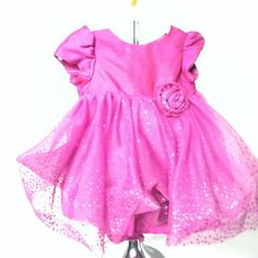 Rare Editions Fuchsia Pink Princess Party 2 Pc Baby Sequin Lace Overlay And Beautiful Rosette & Short Cap Sleeve And Matching Panty Easter Resurrection Sunday Or Any Special Occasion Holiday Dress. Size 0-3 Months. New Shelf/Rack Pulls From My Clean Pet And Smoke Free Brick And Mortar Vacation, Swim, Cruise And Island Resort Wear Boutique. Shelf/Rack Pulls Have Been On Display, Looked At, Touched And Tried On In Store But Never Purchased. Tags May Or May Not Be Intact Therefore They Are Sold As Pink Princess Party, Easter Resurrection, Resurrection Sunday, Shelf Rack, Island Resort, Holiday Dress, Pink Princess, Fuchsia Pink, Princess Party