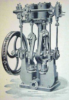 an old drawing of a machine with gears