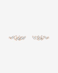 Suzanne Kalan Frenzy Diamond Studs in 18k rose gold Baguette Earring, Pendant Ring, Baguette Diamonds, Baguette Cut Diamond, Baguette Cut, Baguette Diamond, White Rose Gold, White Diamonds, Eternity Bands