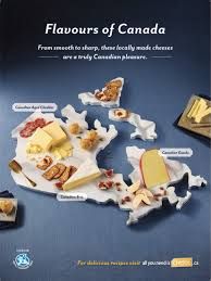 an advertisement for the canadian cheese company, flavors of canada is shown in this ad